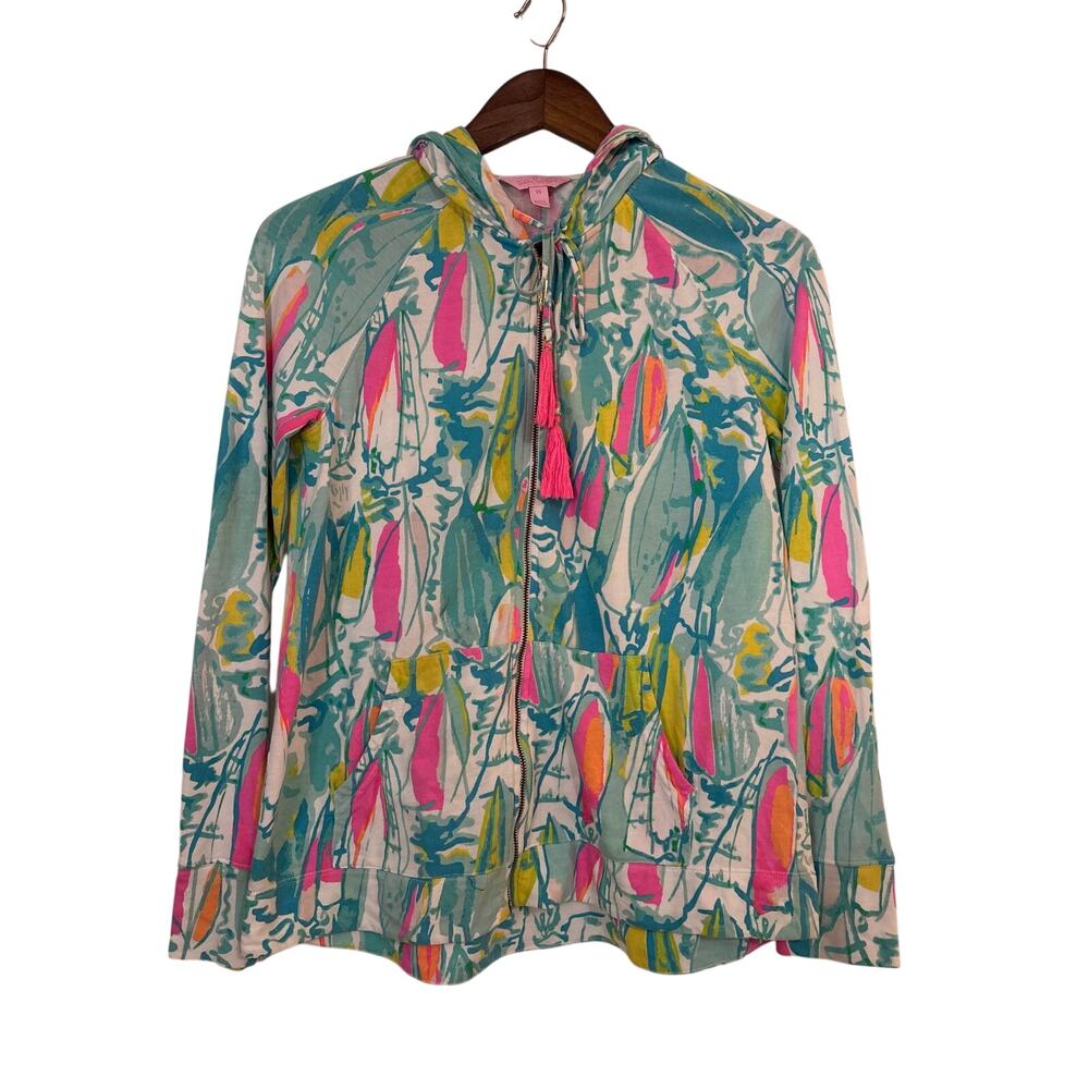 Womens Lilly Pulitzer Zip Up Multi Colored Jacket Size Xs